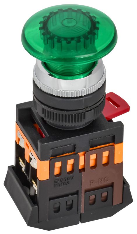 Кнопка "Грибок" AELA-22 d22мм 1з+1р 240В неон зел. IEK BBG20-AELA-K06
