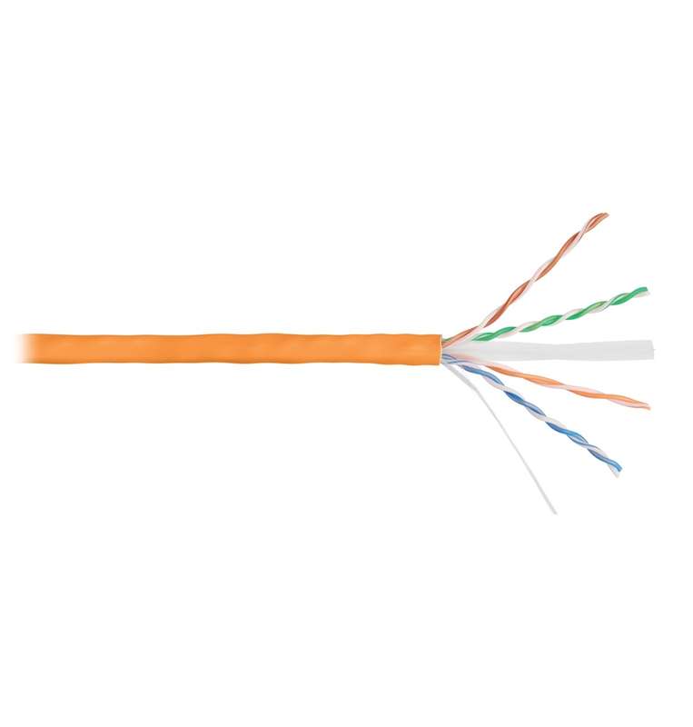 Кабель U/UTP кат.6 (класс E) 4 пары 23 AWG (0.57мм) тест по ISO/IEC 250МГц ОЖ BC чистая медь внутр. LSZH нг(А)-HFLTx оранж. (уп.305м) NIKOLAN NKL 9140C-OR