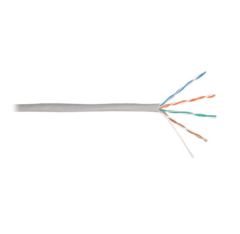 Кабель U/UTP кат.5E (класс D) 4 пары 24 AWG (0.50мм) тест по ISO/IEC 100МГц ОЖ BC чистая медь внутр. PVC нг(А) сер. (уп.305м) NIKOLAN NKL 4100A-GY