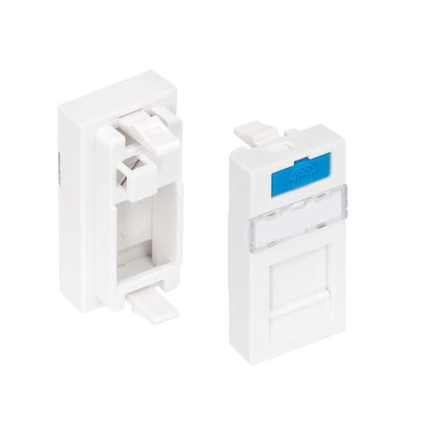 Вставка типа Mosaic 22.5х45мм 1 порт под модули-вставки типа Keystone со шторкой бел. NIKOMAX NMC-PM1P-PH-WT