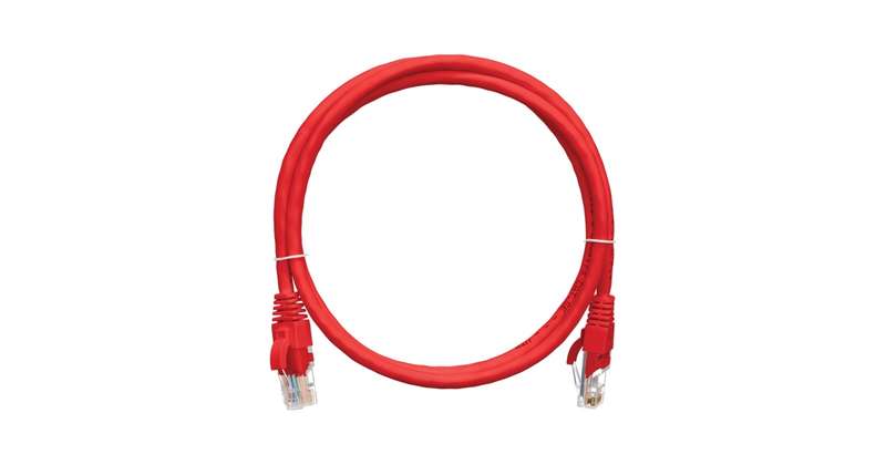 Патч-корд кат.5E (класс D) U/UTP 4 пары 24 AWG (7х0.205мм) 100МГц 2хRJ45 (8P8C) T568B BC чистая медь LSZH нг(А)-HFLTx 0.5м красн. NIKOMAX NMC-PC4UD55B-005-C-RD