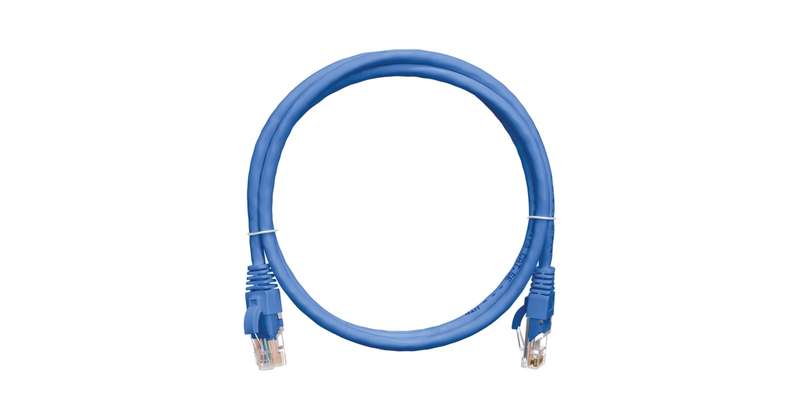 Патч-корд кат.5E (класс D) U/UTP 4 пары 24 AWG (7х0.205мм) 100МГц 2хRJ45 (8P8C) BC чистая медь LSZH нг(А)-HFLTx 1.5м син. NIKOMAX NMC-PC4UD55B-015-C-BL