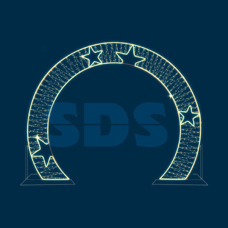 Арка декоративная со звездами плоская 300см тепл. бел. 501-475