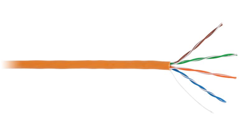 Кабель U/UTP кат.5E (класс D) 4 пары 100МГц ОЖ BC чистая медь внутр. LSZH нг(В)-HF оранж. (уп.100м) NETLAN EC-UU004-5E-LSZH-OR-1