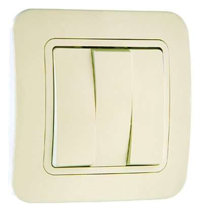 Выключатель 3-кл. 1п 1мод. СП Lillium 10А IP20 крем./крем. Makel 70291