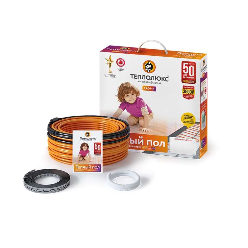 Комплект "Теплый пол" (кабель) Tropix ТЛБЭ 50.0м/900Вт Теплолюкс 100035718500