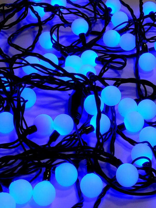 Гирлянда светодиодная "Шарики" 100LED син. 2.4см наружняя соединяемая до 3мод. SHLights 4690601004321