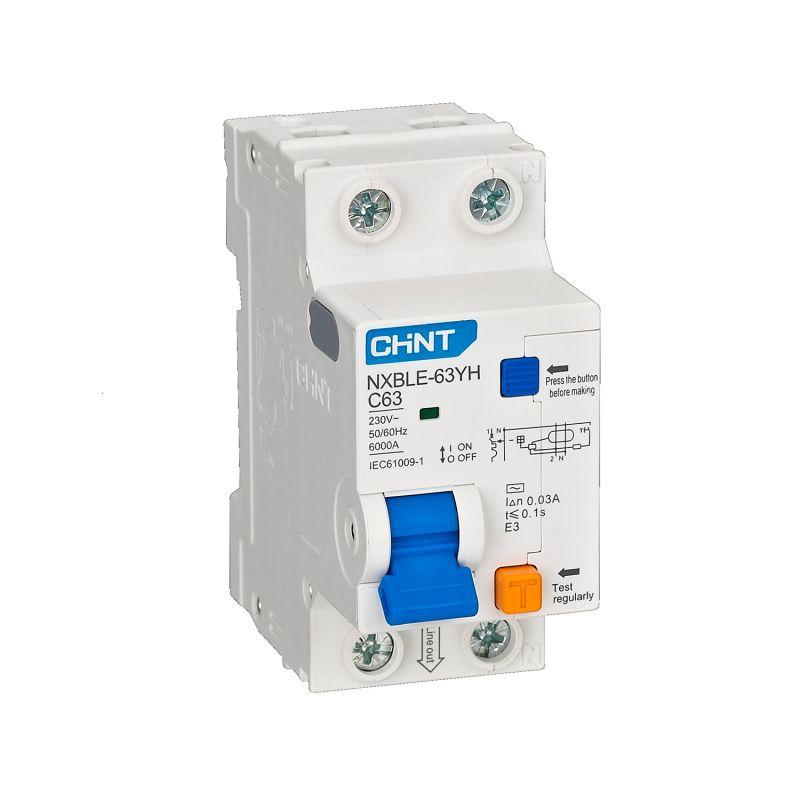 Выключатель автоматический дифференциального тока АВДТ NXBLE-63YH 1P+N C32 100мА тип AC 6кА электронный (R) CHINT 515290
