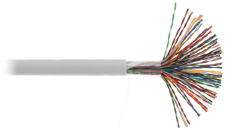 Кабель U/UTP кат.5 (класс D) 50 пар 100МГц ОЖ BC чистая медь внутр. PVC нг(В) сер. (уп.305м) NETLAN EC-UU050-5-PVC-GY-3