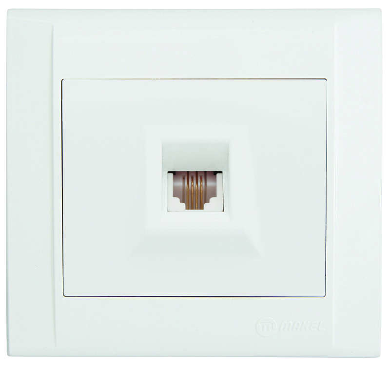 Розетка телефонная 1-м СП Defne TF 16А IP20 евро стандарт бел. Makel 42001014