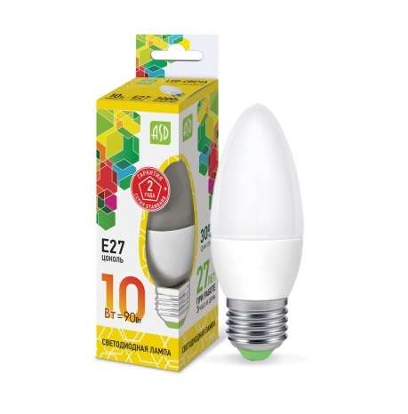 Лампа светодиодная LED-СВЕЧА-std 10Вт 230В E27 3000К 900Лм ASD 4690612015538