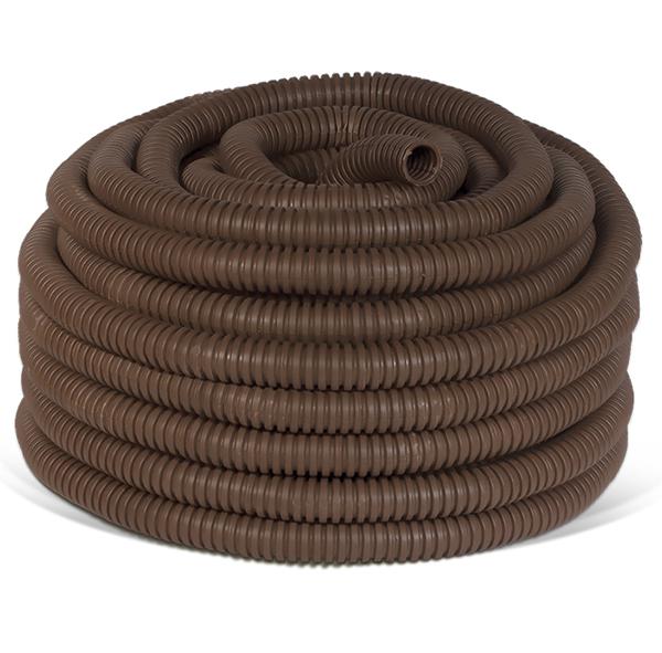 Труба гофрированная ПВХ легкая d25мм с протяжкой темн. дерево (уп.25м) Урал Пак ГФ-9104125-025