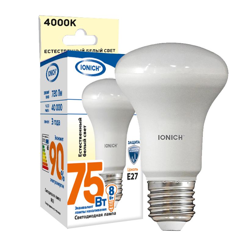 Лампа светодиодная ILED-SMD2835-R63-8-720-220-4-E27 (0170) IONICH 1528