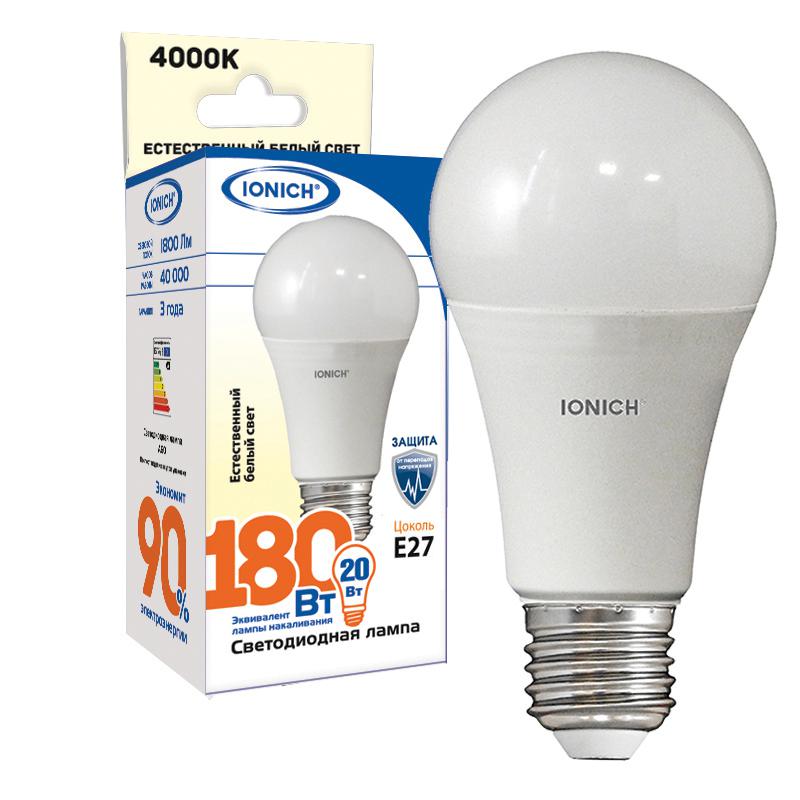 Лампа светодиодная ILED-SMD2835-A60-20-1800-220-4-E27 IONICH 1560