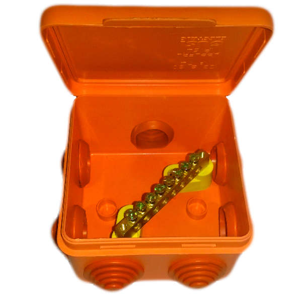 Коробка распределительная ОП 80х80х55мм IP54 для уравн. потенциалов негорюч. оранж. ГУСИ С3В87 КУП Нг Евро