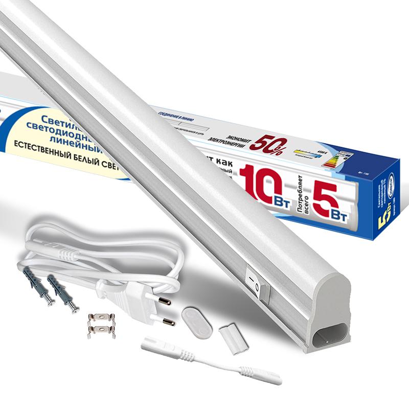 Светильник светодиодный ILED-СПБТ5-300-5-450-230-4-IP40 5Вт 4000К IP40 450лм 230В 300мм Т5 линейный IONICH 1565