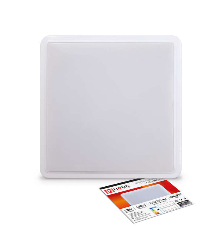 Светильник светодиодный СПБ-2-КВАДРАТ 20Вт 4000К 1400лм 230В 230мм бел. IN HOME 4690612022000