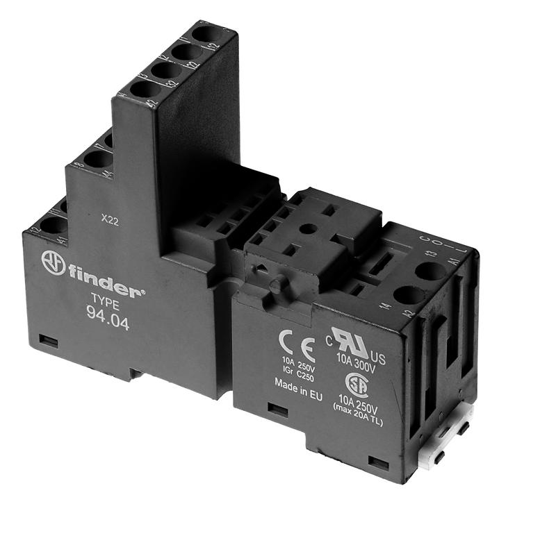 Розетка с винт. клеммами (с зажимной клетью) для реле 55.32 55.34 таймера 85.02 85.04 модули 86.00 99.02 в комплекте пластик. клипса 094.91 черн. FINDER 94040SPA