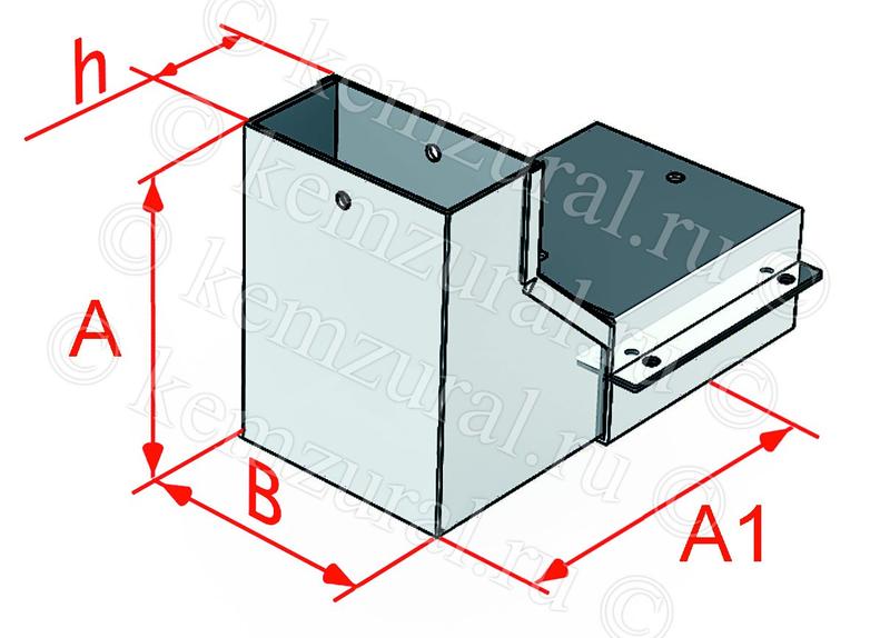 Короб угловой для поворота трассы вверх 1.5мм СУВ100х100 УТ1.5 КЭМЗ 385 101005 54