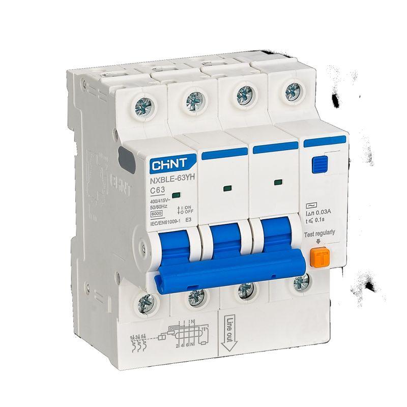 Выключатель автоматический дифференциального тока АВДТ NXBLE-63YH 3P+N D25 30мА тип AC 6кА электронный (R) CHINT 539811