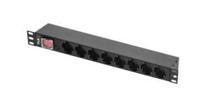 Блок розеток 8-м 10А C14 19дюйм 2.5кВт 490х44.4х68мм без шнура предохранитель перекидн. выкл. метал. корпус NIKOMAX TLK-RSC08-MTF-01-BK