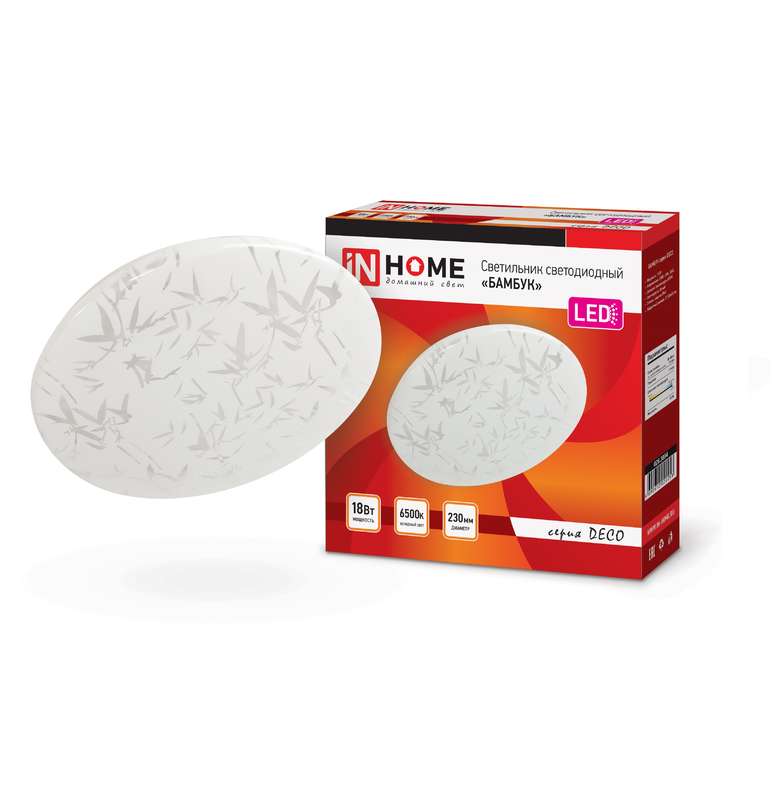 Светильник светодиодный DECO БАМБУК 18Вт 6500К 1620лм 230В 260х55мм IN HOME 4690612022253