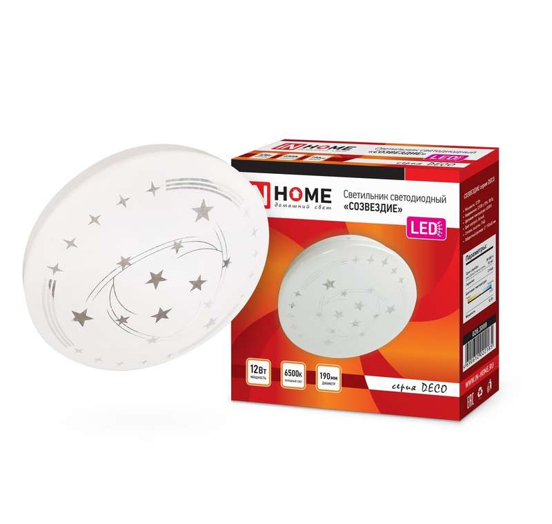Светильник светодиодный DECO СОЗВЕЗДИЕ 12Вт 6500К 1080лм 230В 210х65мм IN HOME 4690612022185