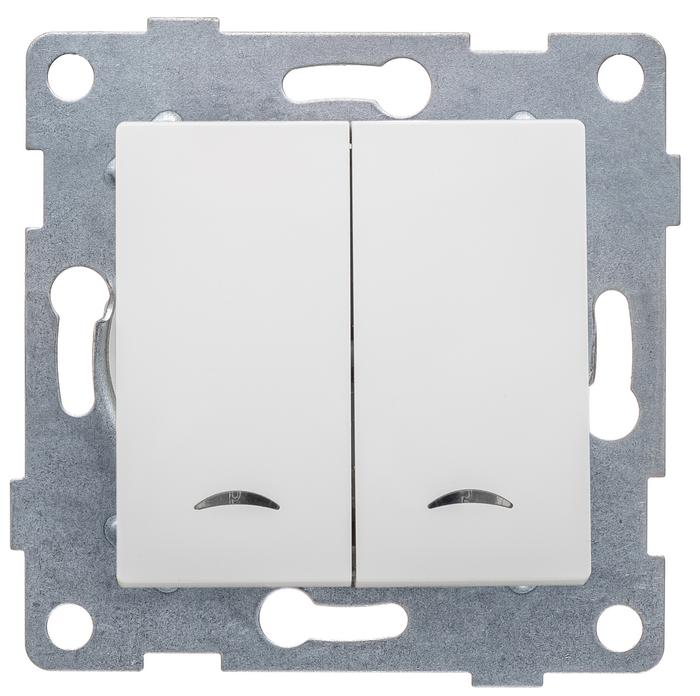 Выключатель 2-кл. СП Ugra 10А 250В с индикацией механизм бел. GUSI С11В28-001