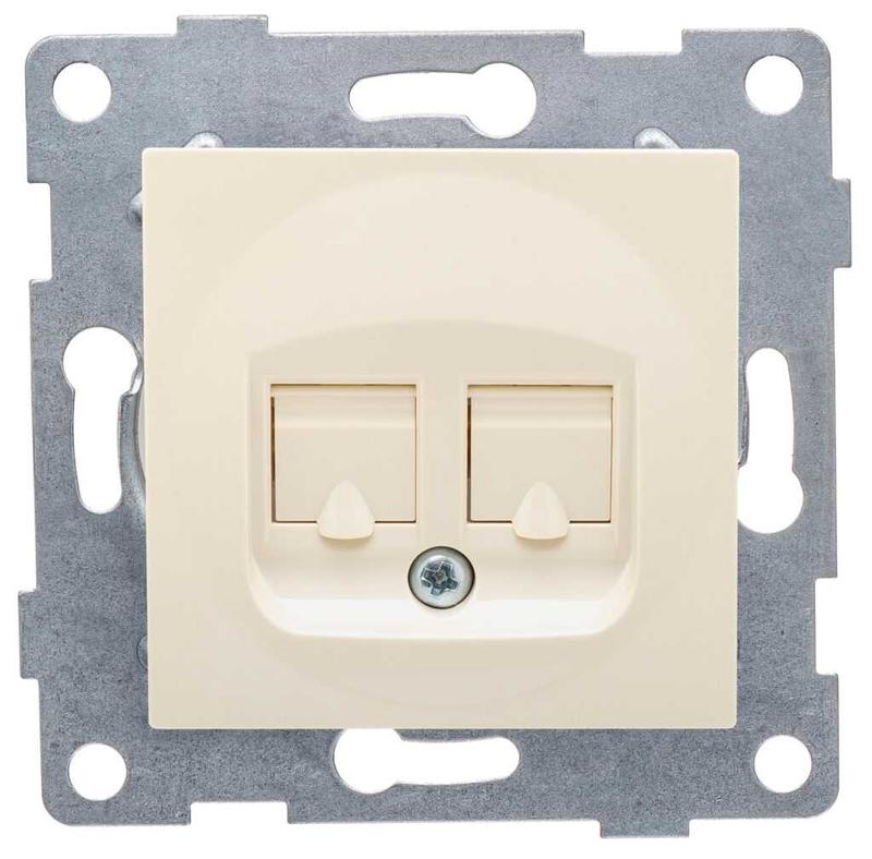 Розетка телефонная 2-м СП Ugra RJ12 механизм беж. GUSI С11Т2-003