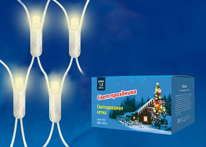 Сетка светодиодная ULD-N1815-180/DTA WARM WHITE IP20 с контроллером 1.8х1.5м тепл. бел. свет провод прозр. Uniel UL-00005489