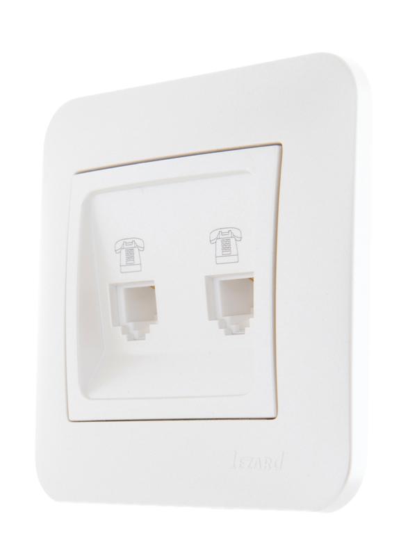 Розетка телефонная 2-м СП Karina RJ11 механизм жемчуж./бел. перламутр. LEZARD 707-3088-138