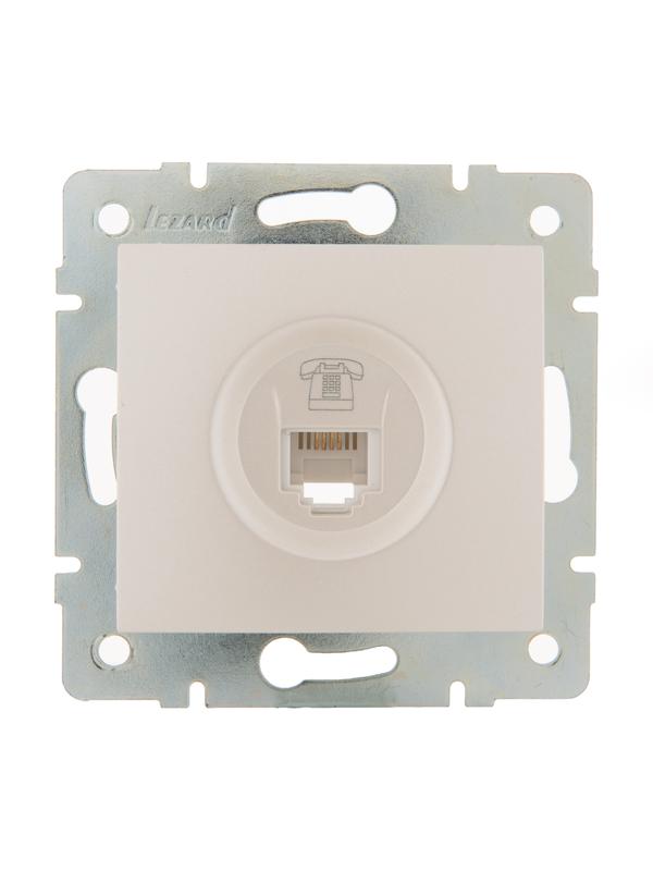 Розетка телефонная 1-м СП Karina RJ11 механизм жемчуж./бел. перламутр. LEZARD 707-3088-137
