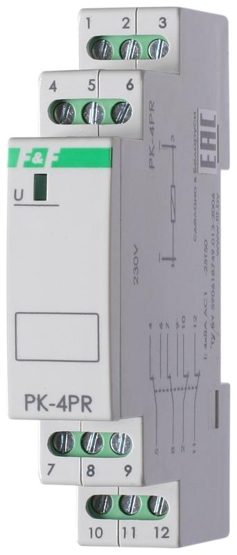 Реле промежуточное PK-4PR/48 (48В AC/DC 1 модуль монтаж на DIN-рейке 4х8А 2NO/NC+2NC IP20) F&F EA06.001.031