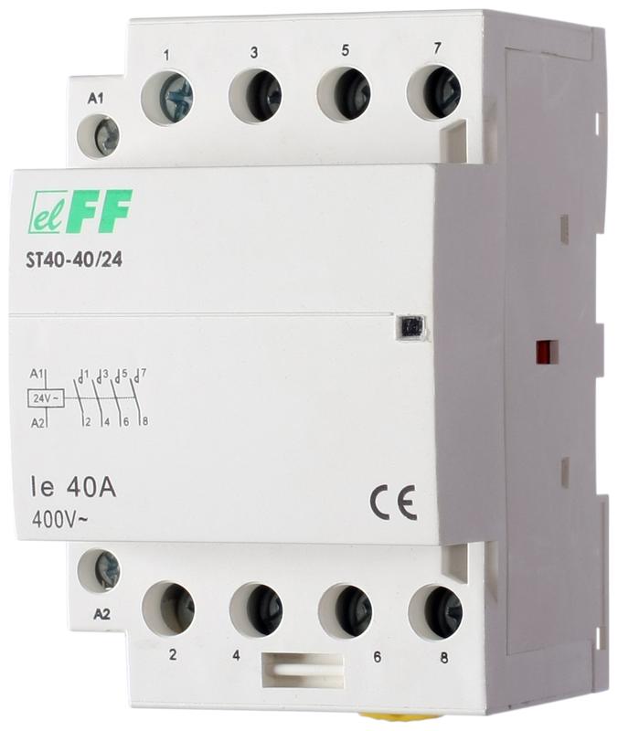 Контактор ST40-40/24 (4NO 6.4Вт 3 модуля монтаж на DIN-рейке 24В AC 40А IP20) F&F EA13.001.010