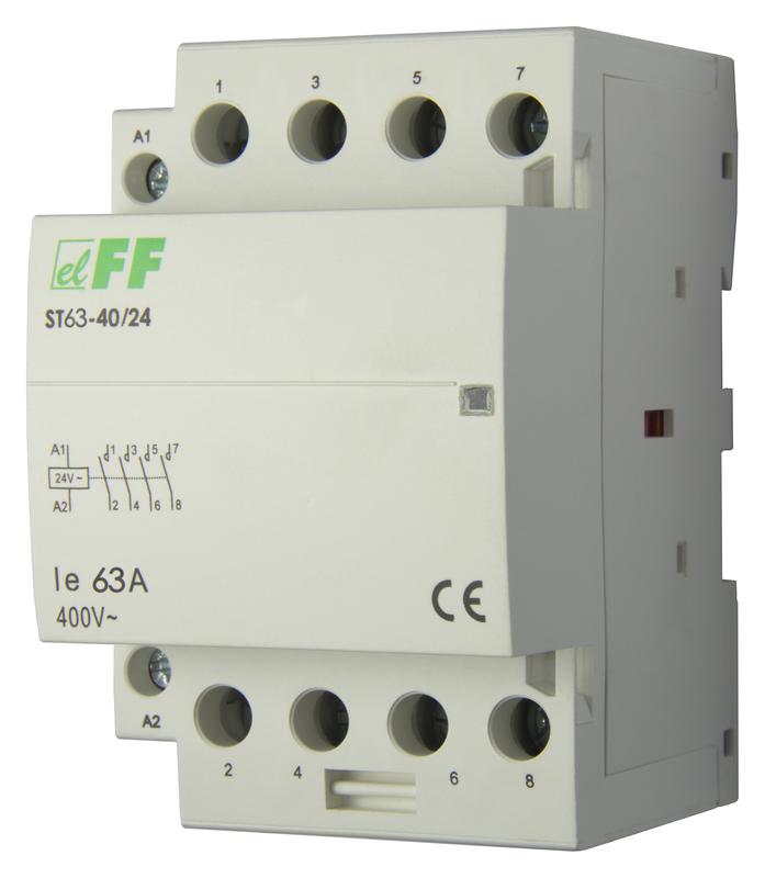 Контактор ST63-40/24 (4NO 6.4Вт 3 модуля монтаж на DIN-рейке 24В AC 63А IP20) F&F EA13.001.012
