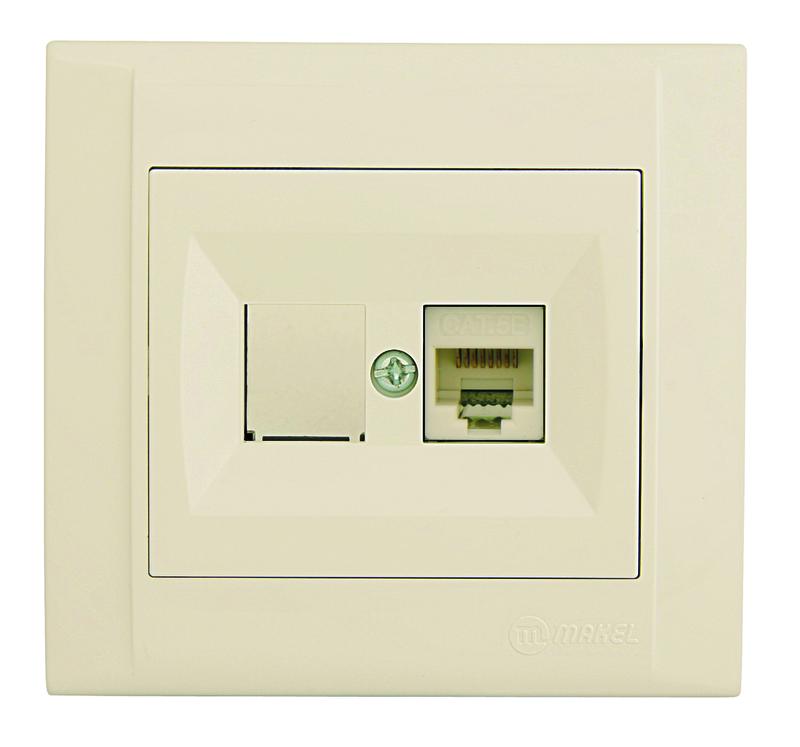 Розетка компьютерная СП Defne кат.5 крем. Makel 42010035