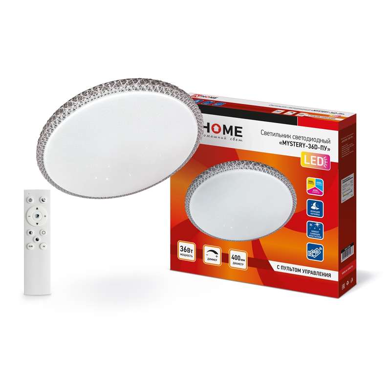 Светильник светодиодный COMFORT MYSTERY 36Вт 3000-6500К 2900лм 230В 400х70мм с пультом ДУ IN HOME 4690612025933