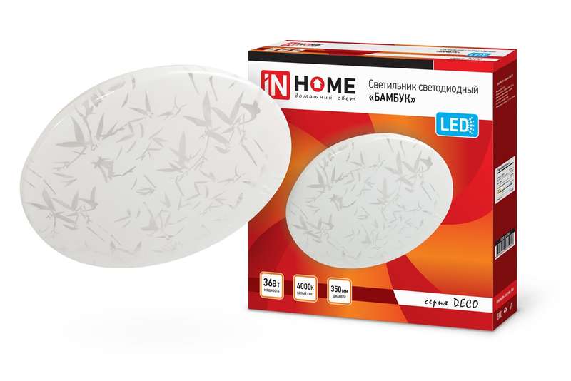 Светильник светодиодный DECO БАМБУК 36Вт 4000К 3240лм 230В 380х55мм IN HOME 4690612025049