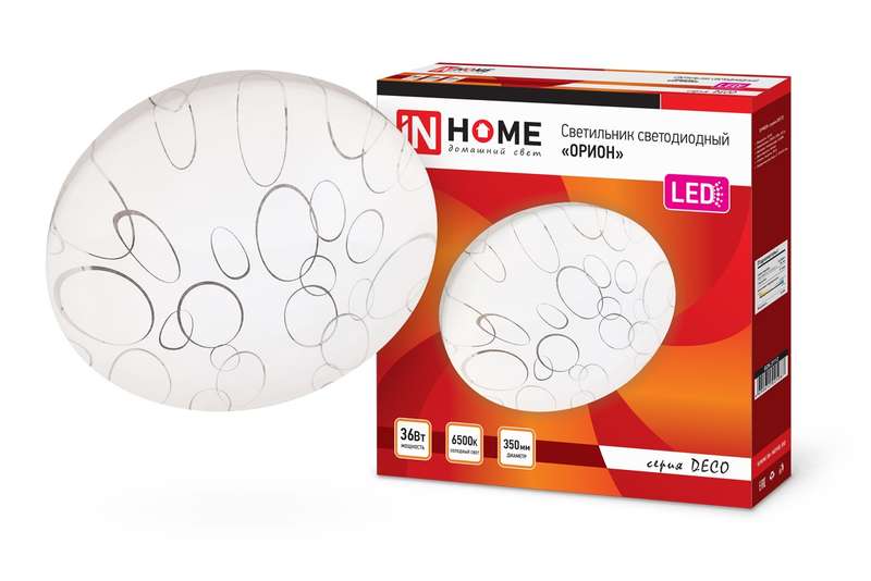 Светильник светодиодный DECO ОРИОН 36Вт 6500К 3240лм 230В 380х55мм IN HOME 4690612025087