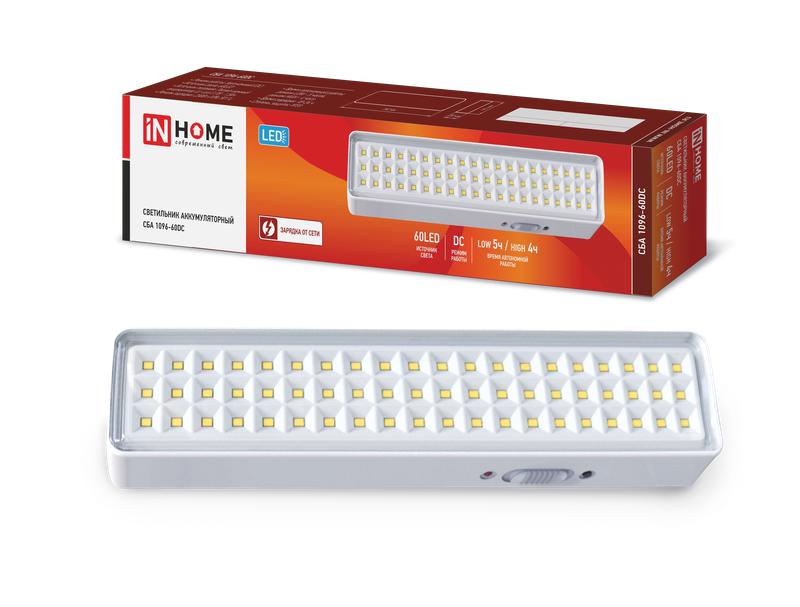 Светильник светодиодный СБА 1096-60DC 60LED 1.5А.ч lithium battery DC аварийный IN HOME 4690612029481