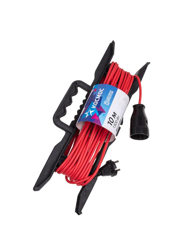 Удлинитель-шнур на рамке 1х10м 6А IP20 1.3кВт ПВС 2х0.75 КОСМОС YPKsm10m-1g(6A)