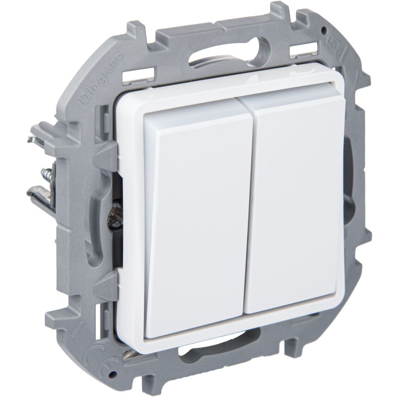 Переключатель модульный 2-кл. Inspiria 250В 10AX с подсветкой бел. IEK 673665