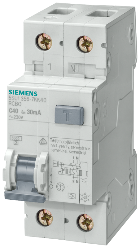 Выключатель диф. авт. Тип AC 70мм IFM 30мА 4.5кА 1+N-пол. Тип C 10А Siemens 5SU13531KK10