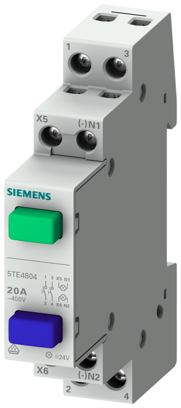 Выключатель кнопочный 20А 1NС/1NO d70мм 1 кнопка сер. без функции возврата Siemens 5TE4800