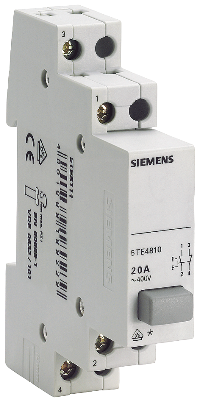 Выключатель кнопочный 20А 4NС d70мм 1 кнопка сер. Siemens 5TE4813