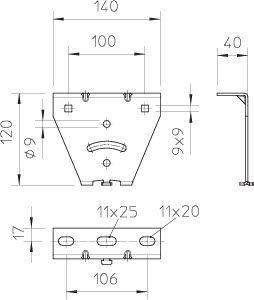 Траверса регулир. для профиля US 3 и рейки 2068 гор. оцинк. KU 3 V FT OBO 6348883