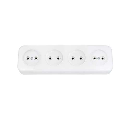 Розетка 4-м ОП 16А IP20 без заземл. бел. Bylectrica РА16-246