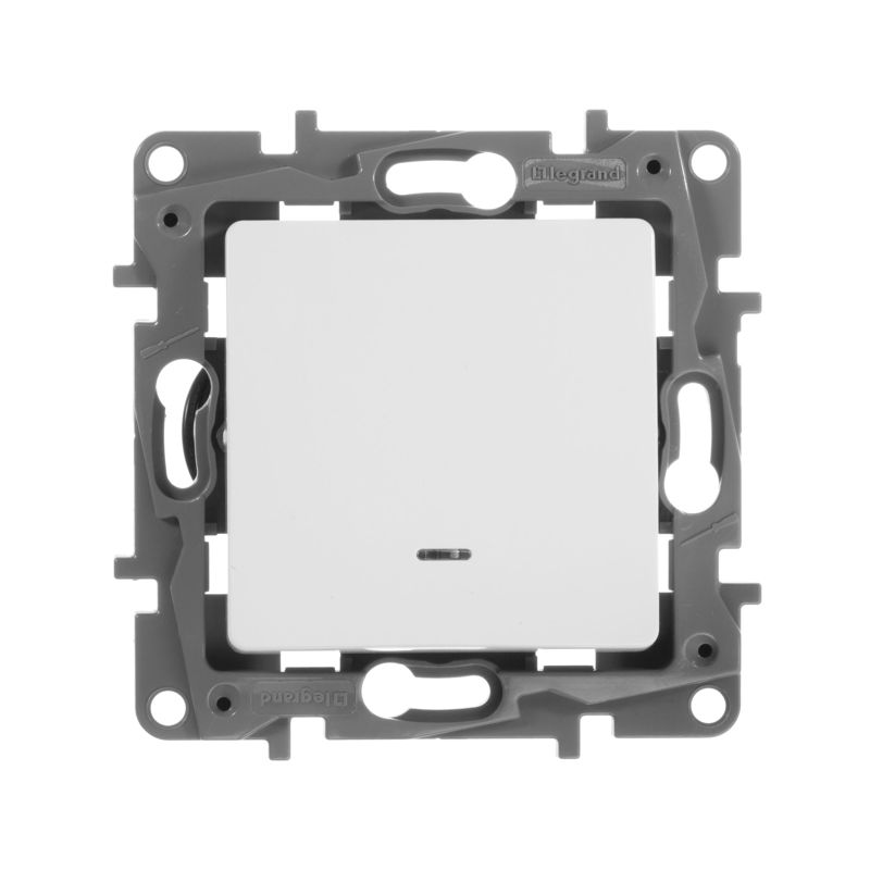 Выключатель 1-кл. СП Etika 10А IP20 250В 10AX с подсветкой/индикацией безвинтов. зажимы механизм бел. IEK 672203