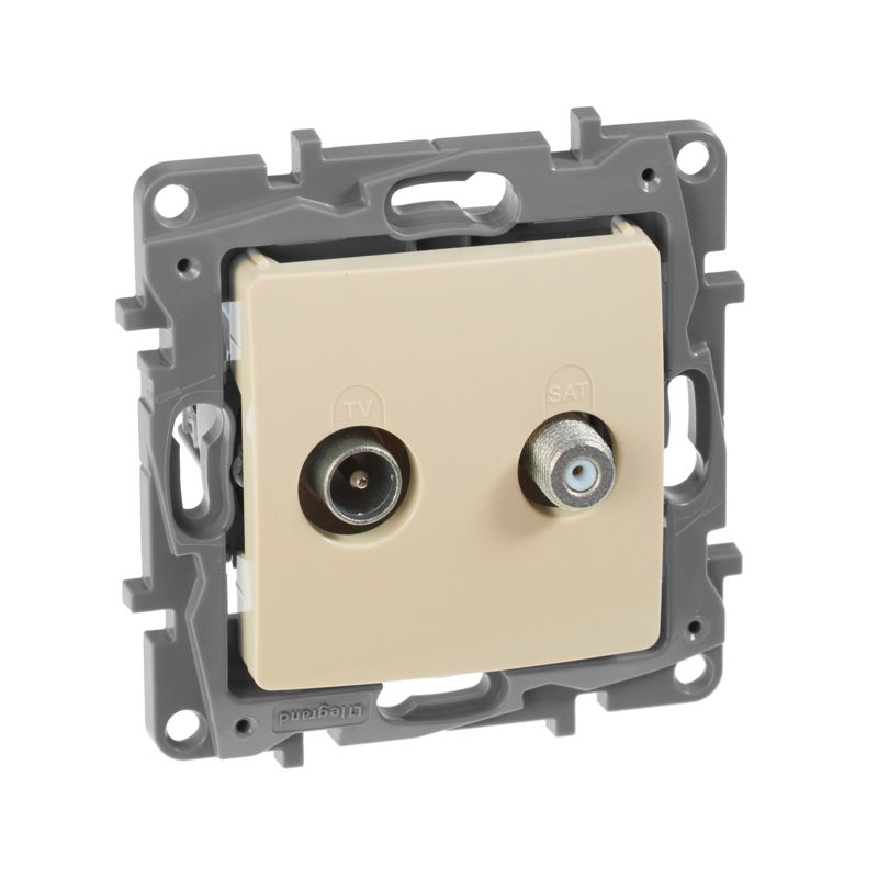 Розетка телевизионная TV/SAT СП Etika двухкабельная механизм сл. кость IEK 672357