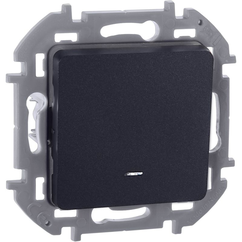 Выключатель 1-кл. Inspiria 10А IP20 250В 10AX с подсветкой/индикацией механизм антрацит IEK 673613